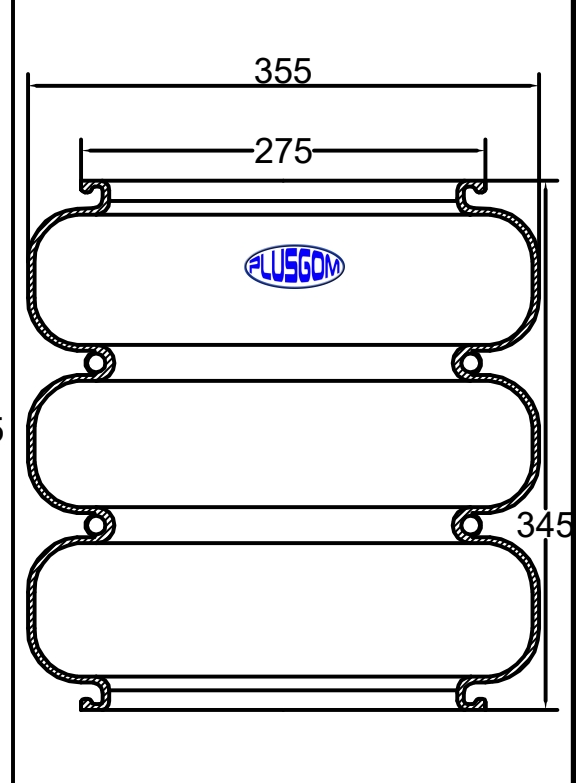 cámara trilobular c/supl. boca  275 mm  balón 355 mm     