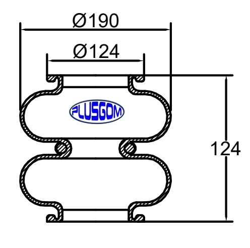 cámara bilobular // ø de boca 124 mm // ø de balón 190 mm              