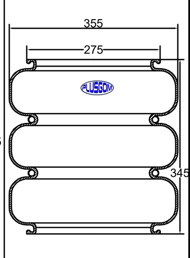 [C275.3S] cámara trilobular c/supl. boca  275 mm  balón 355 mm     