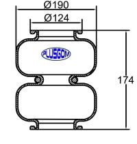 [C124.2S] cámara bilobular c/suplemento // ø de boca 124 mm // ø de balón 190 mm                  